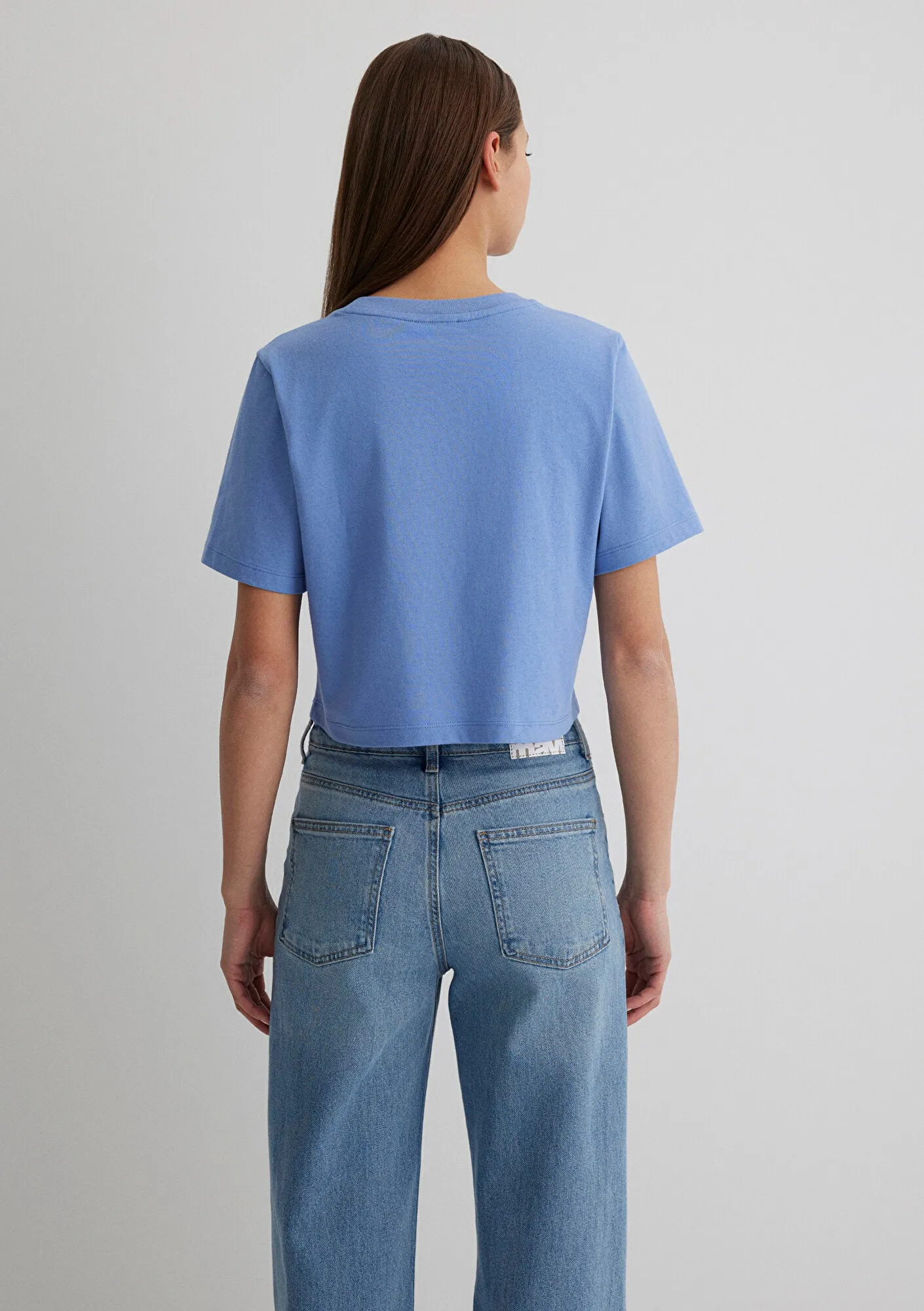 Blue Crop Basic T-shirt