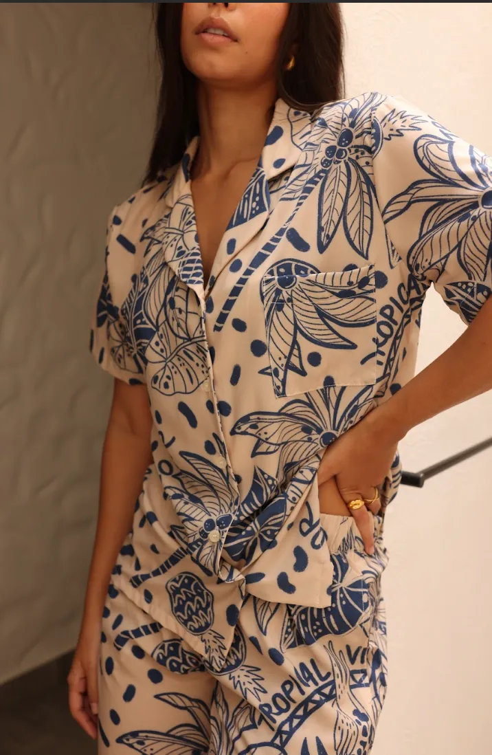 Blue Tropic Pants/Short Sleeve T-shirt