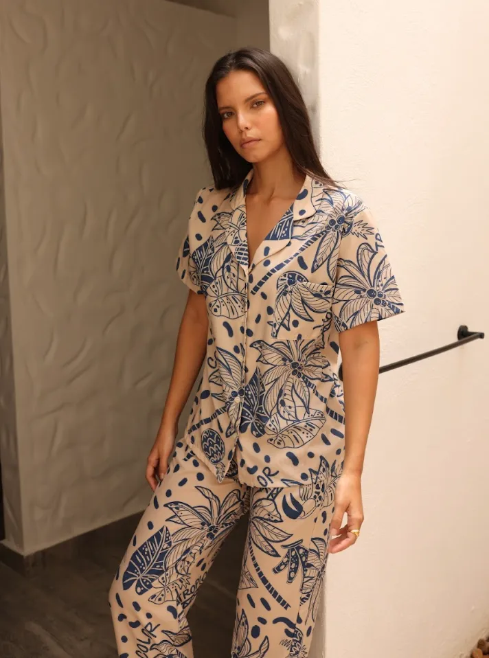 Blue Tropic Pants/Short Sleeve T-shirt