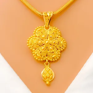 Bold Flower 22k Gold Pendant