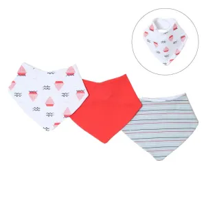 BOYS 3 PACK PLAIN, STRIPES & NAUTICAL BANDANA BIB SET - BB367