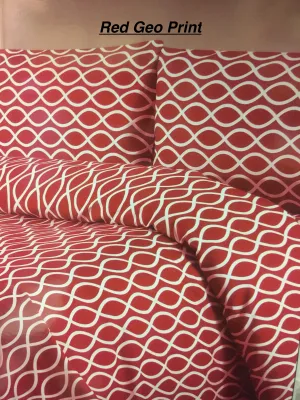Brand new in package! Premier Bamboo Essence 3 Piece Deep Pocket Sheet set, Twin! Wrinkle, Fade & Stain Resistant! Red Geo Print!