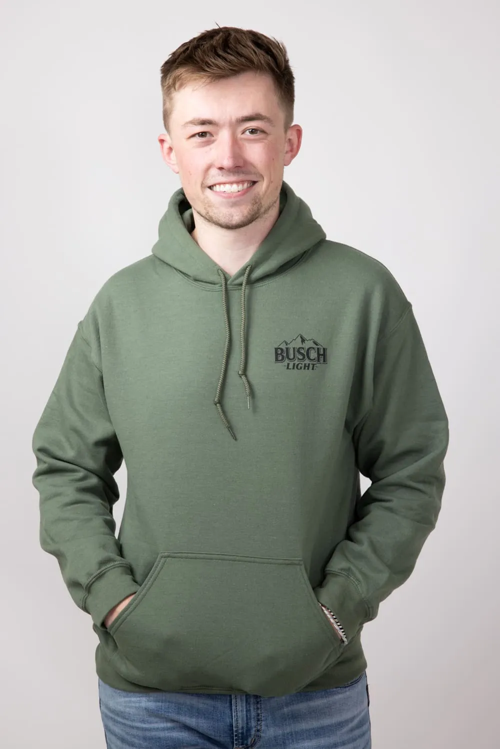 Brew City Busch Camo Can Deer Graphic Sweatshirt for Men in Green | 18456-302-GREEN