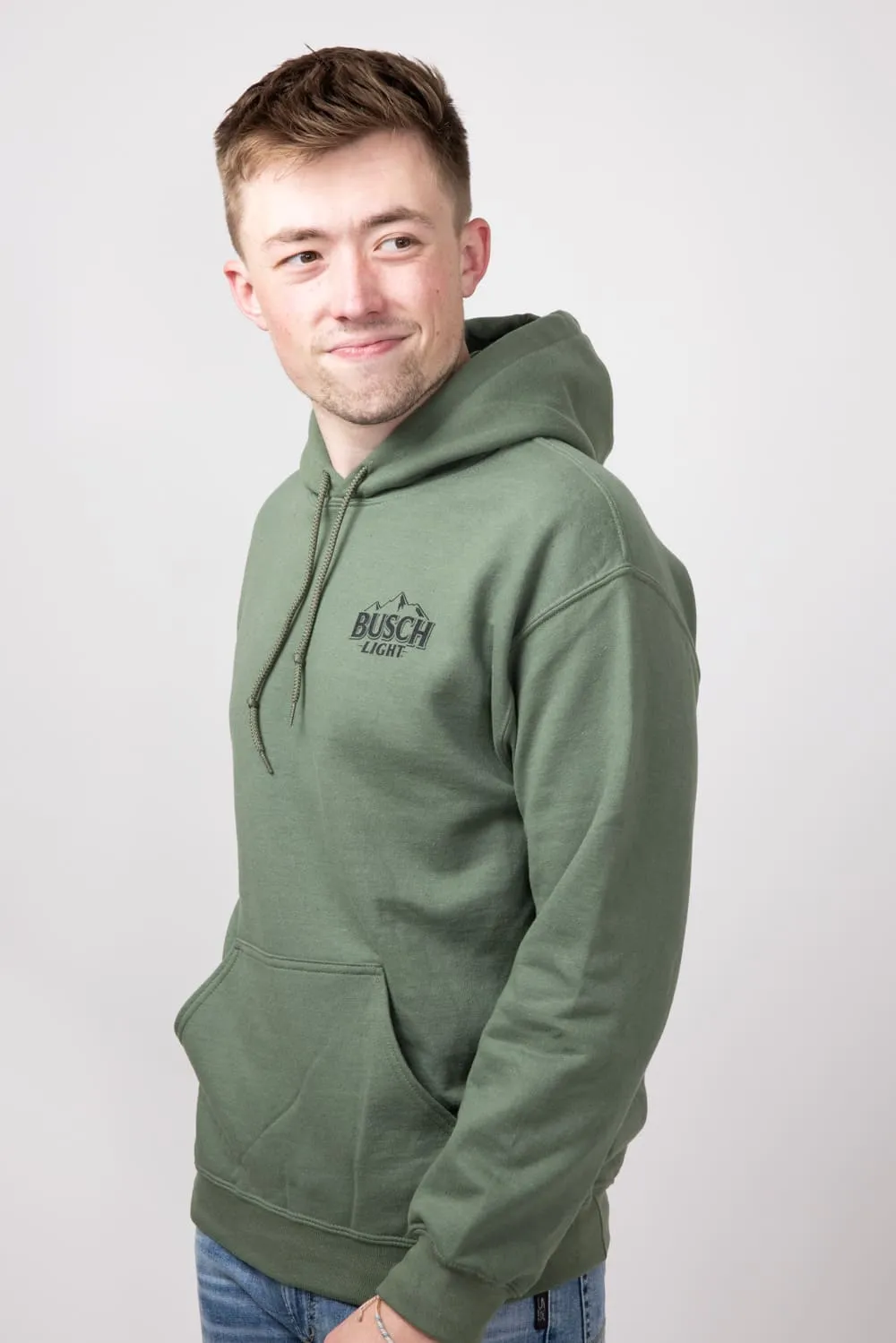 Brew City Busch Camo Can Deer Graphic Sweatshirt for Men in Green | 18456-302-GREEN