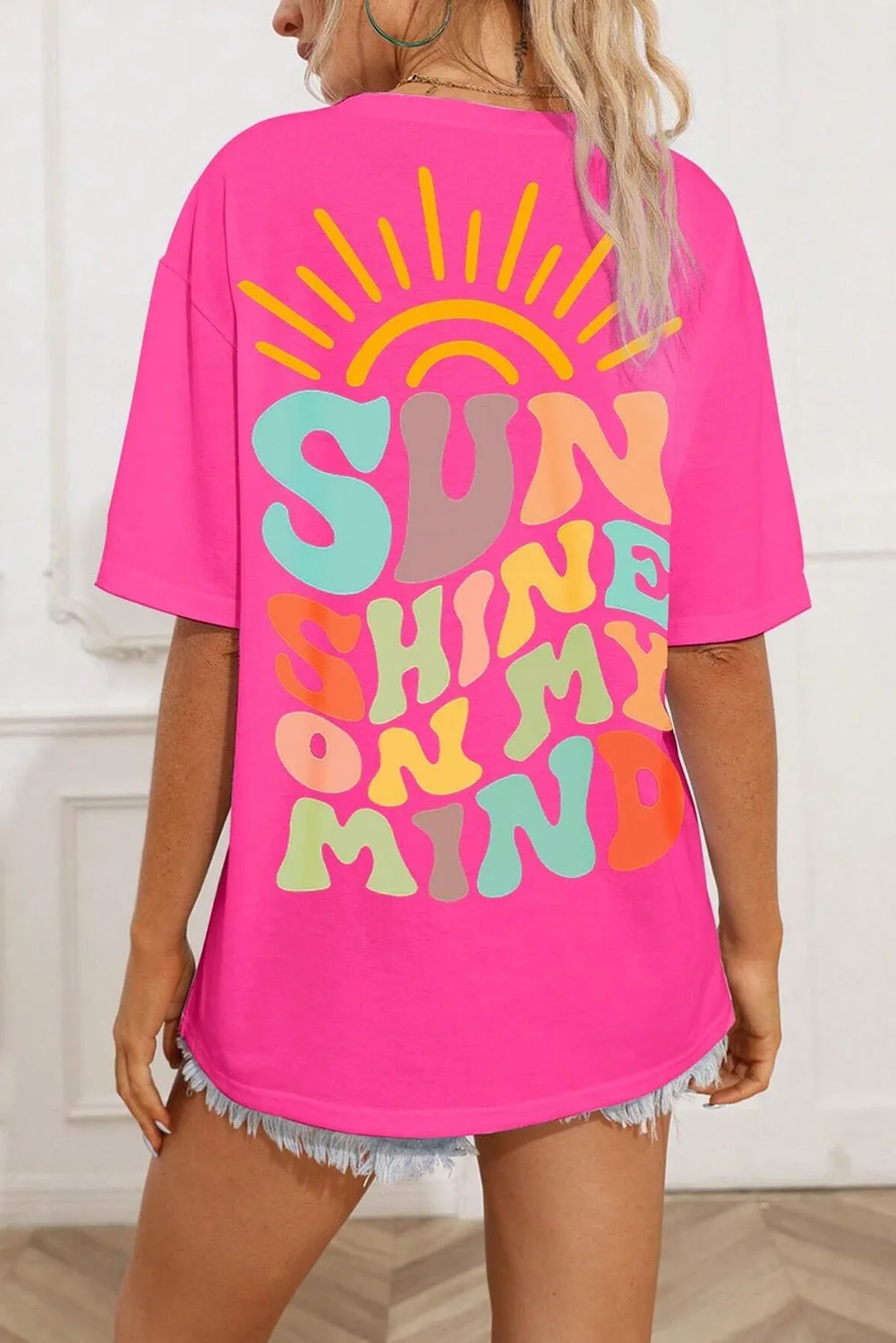 Bright Pink SUNSHINE ON MY MIND Graphic Tee
