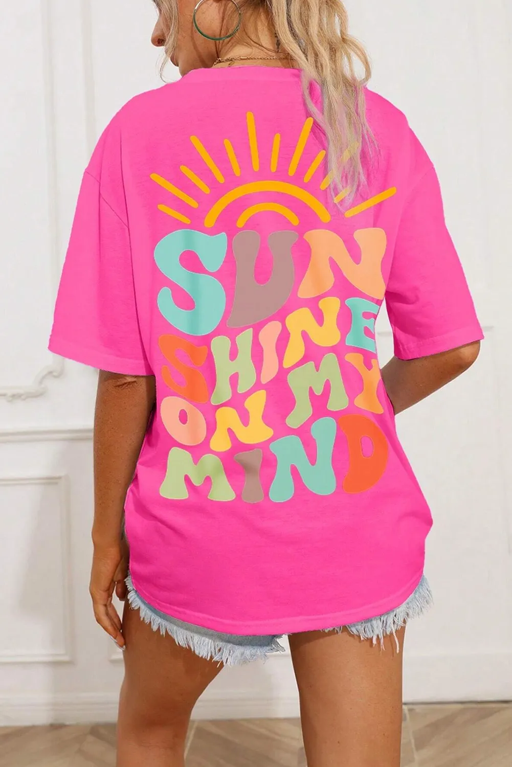 Bright Pink SUNSHINE ON MY MIND Graphic Tee