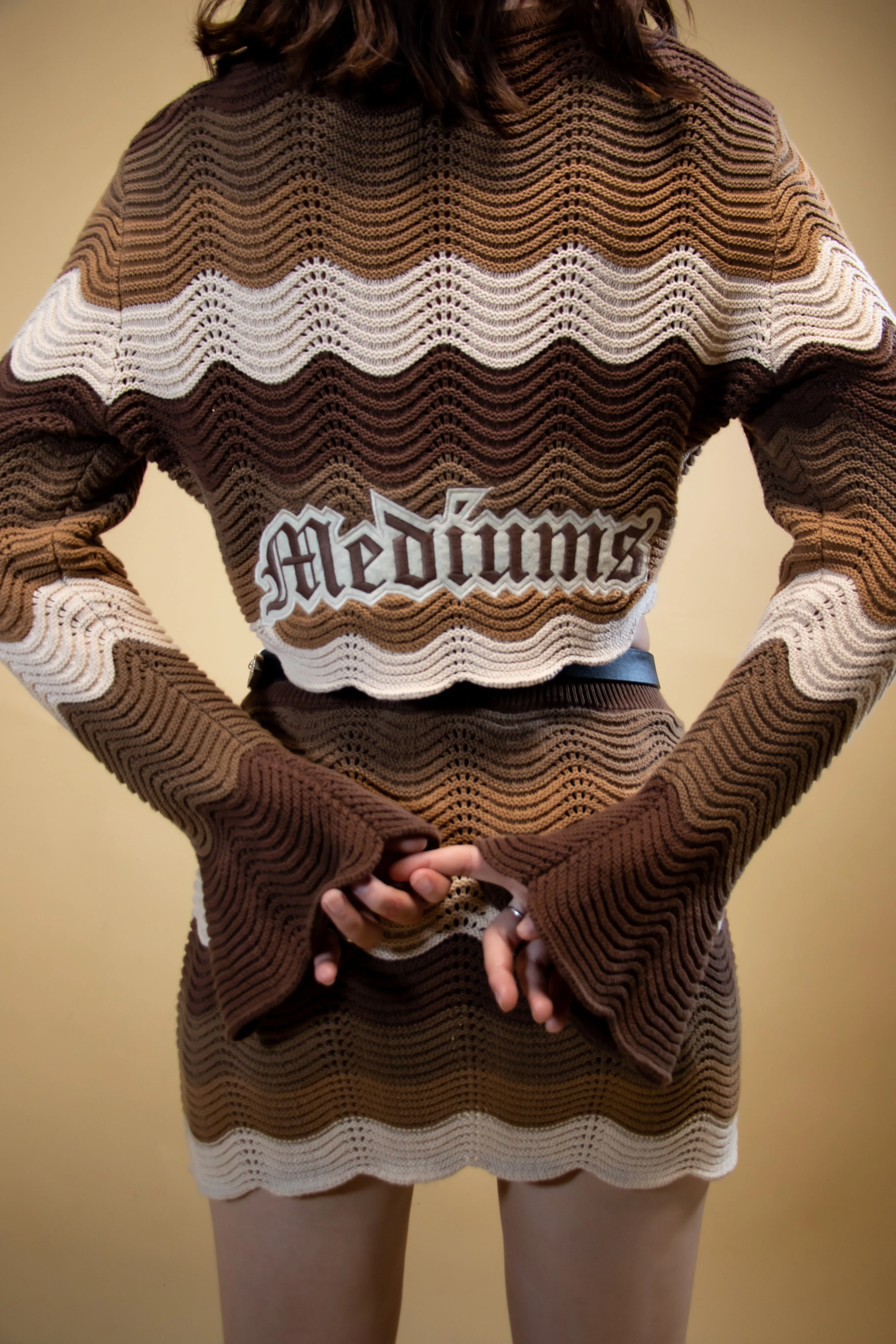 Brown Knitted Crochet Skirt - Women