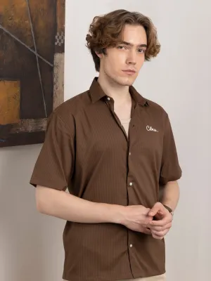 Brown Plain Bowling Shirt