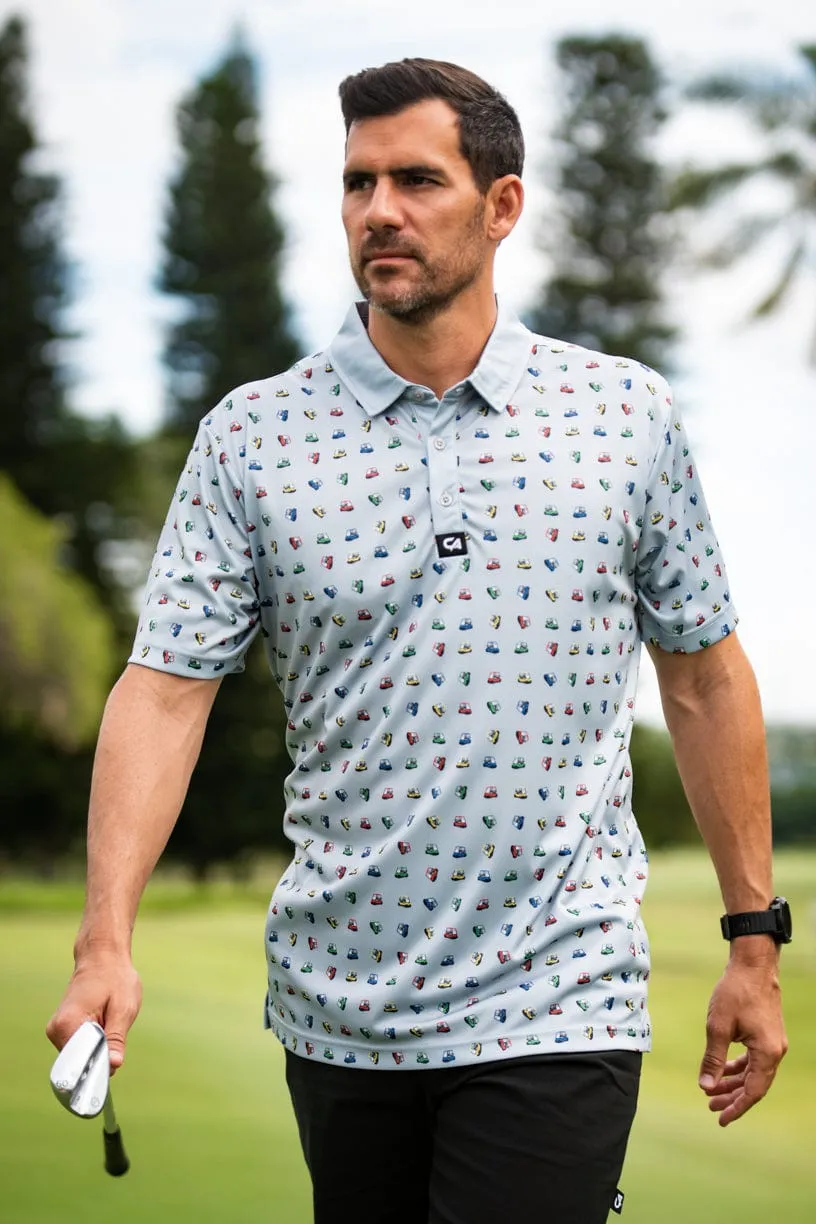 CA Premium Golf Shirt | Light Grey Lets Go Carting