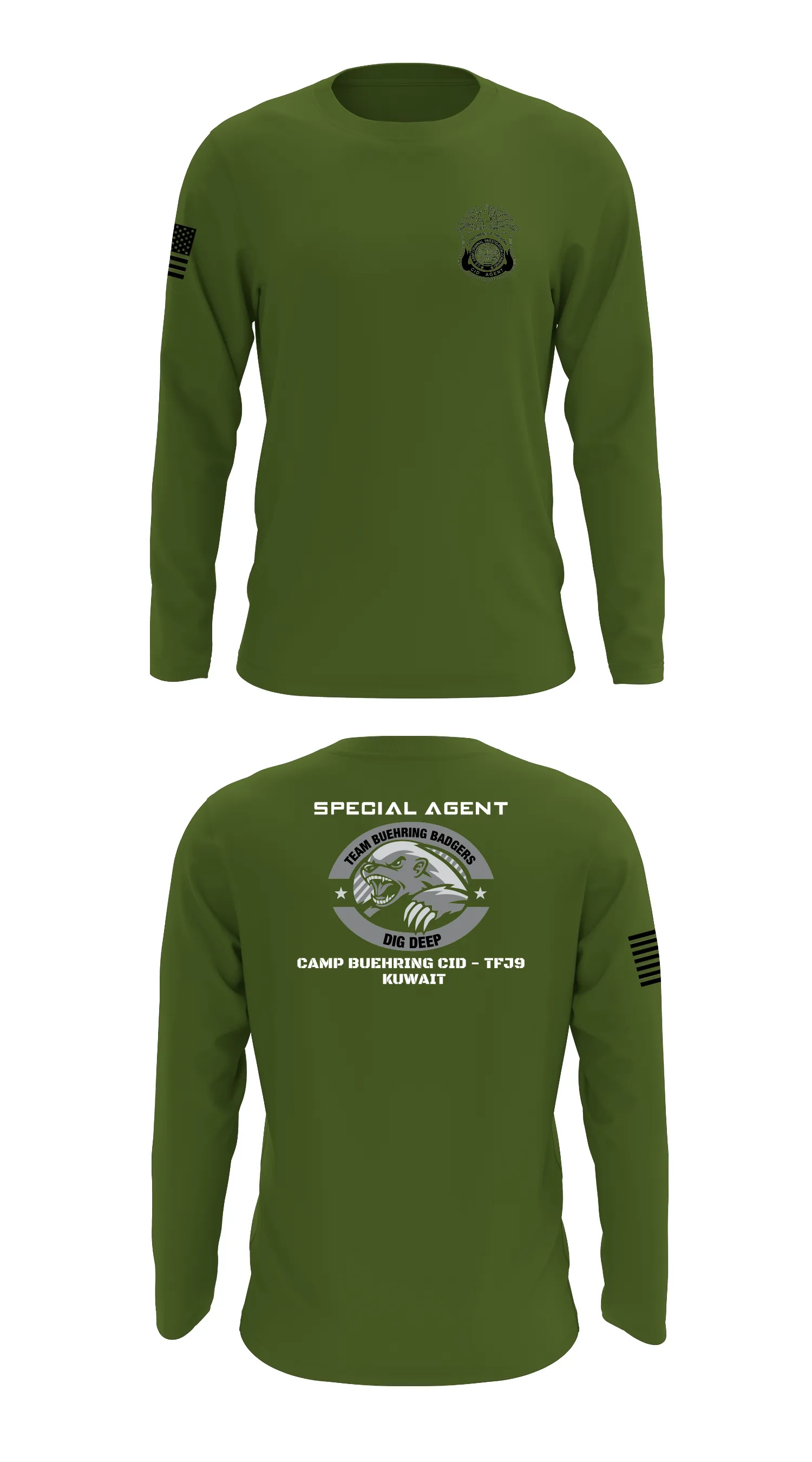 Camp Buehring CID Office Store 1 Core Men's LS Performance Tee - 69825284646