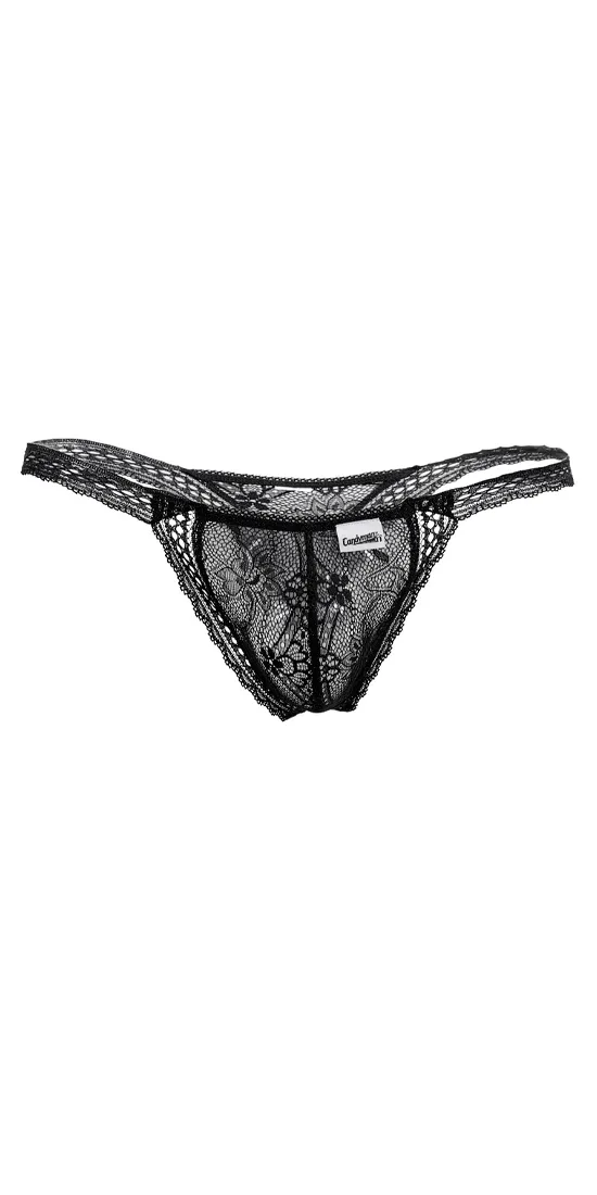 Candyman 99420 Double Lace Thongs Black