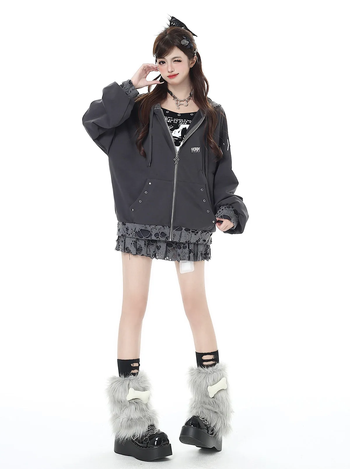 Cat ears sweet cool niche hole sweater   yc28108