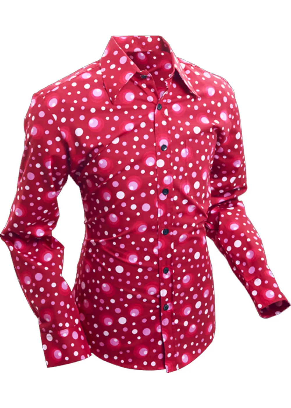 Chenaski Mens Dots & Spots 70's Shirt Bordeaux