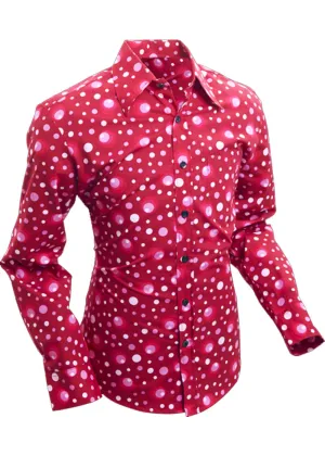 Chenaski Mens Dots & Spots 70's Shirt Bordeaux