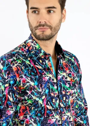 Claudio Lugli Heren Splash Shirt Navy