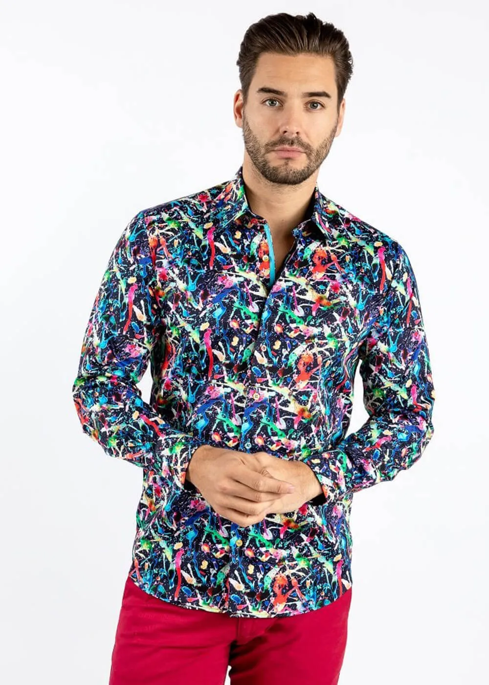 Claudio Lugli Heren Splash Shirt Navy