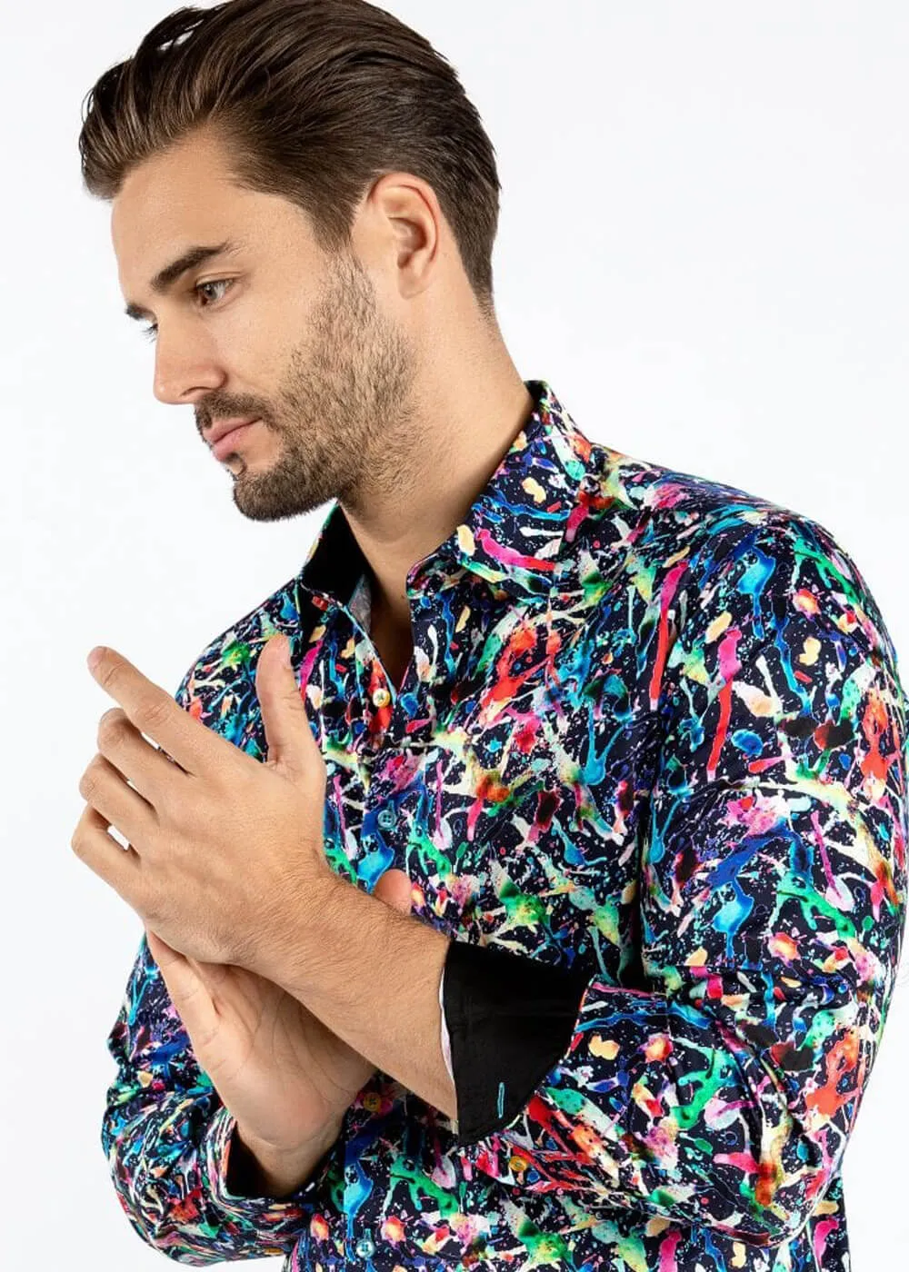 Claudio Lugli Heren Splash Shirt Navy