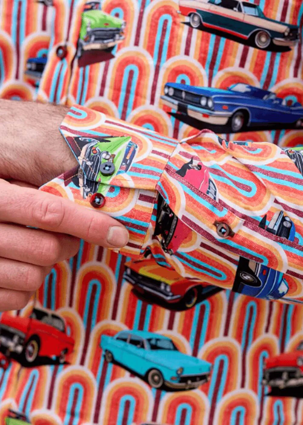 Claudio Lugli Mens Retro Cars Shirt Orange