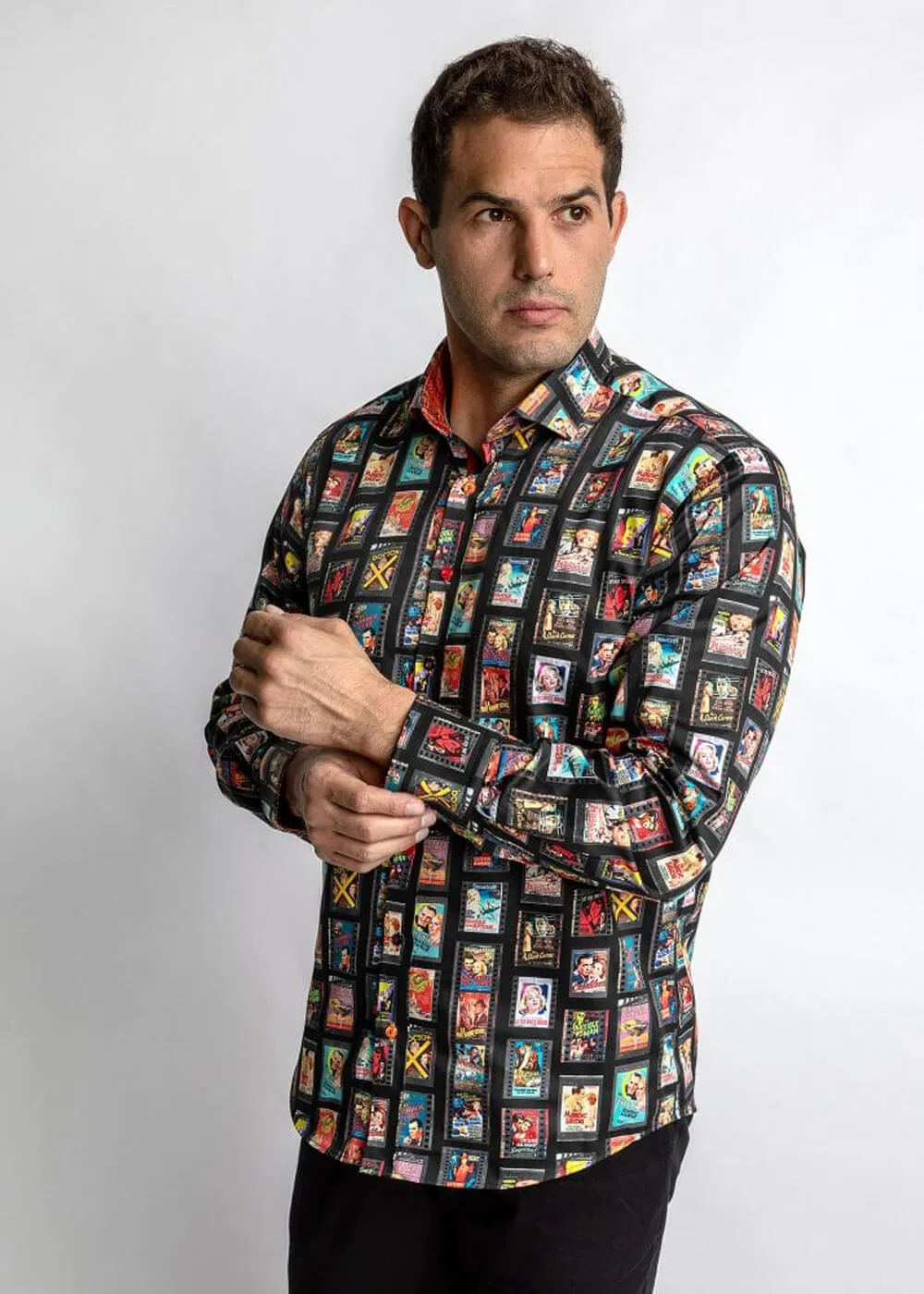 Claudio Lugli Mens Vintage Movie Reels Shirt Black