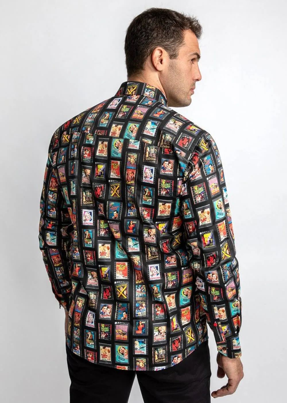 Claudio Lugli Mens Vintage Movie Reels Shirt Black