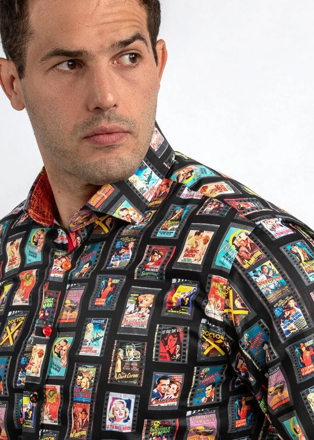 Claudio Lugli Mens Vintage Movie Reels Shirt Black