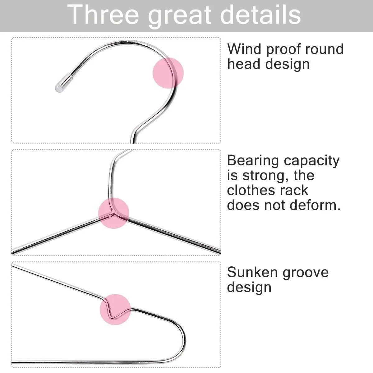 Clothes Hangers, Sauran 20 Pack Stainless Steel Strong Metal Wire Hangers For Clothes 16 Inch (Pack of 20 pcs)