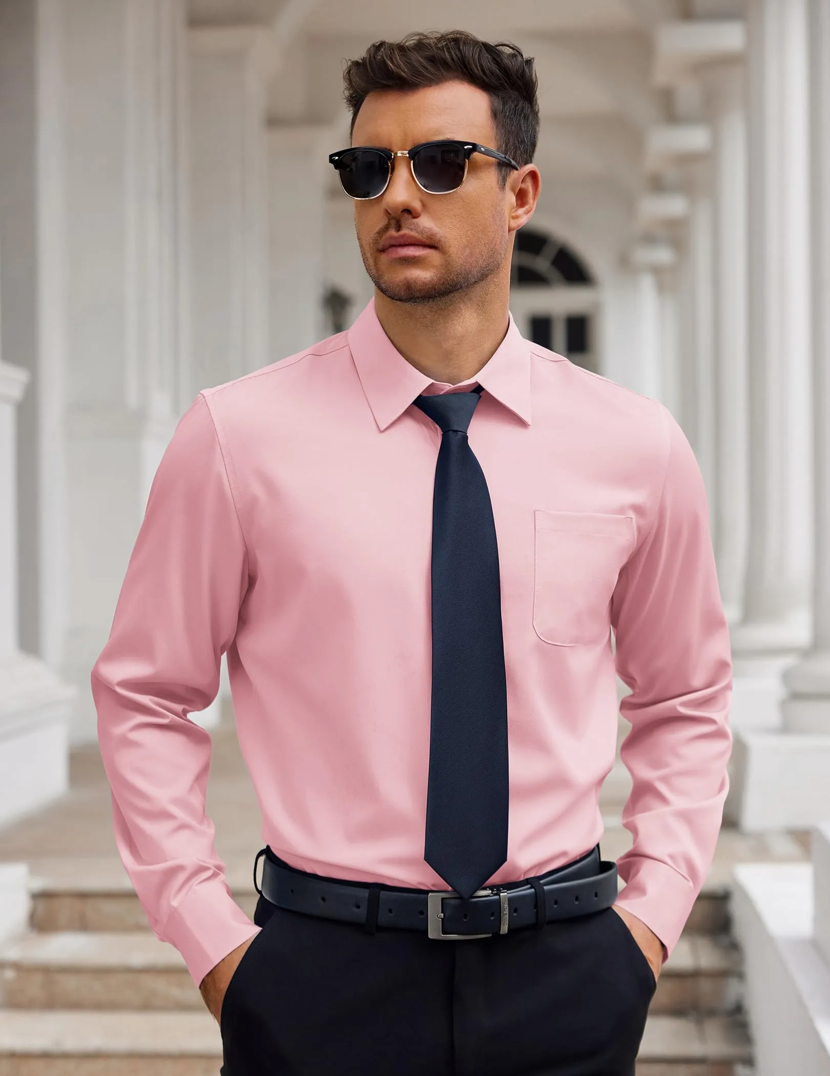 COOFANDY Mens Dress Shirt Long Sleeve Button Down Shirts Business Casual Wrinkle Free Shirts with Pocket