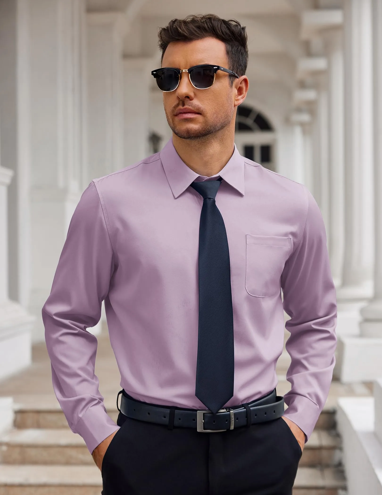 COOFANDY Mens Dress Shirt Long Sleeve Button Down Shirts Business Casual Wrinkle Free Shirts with Pocket
