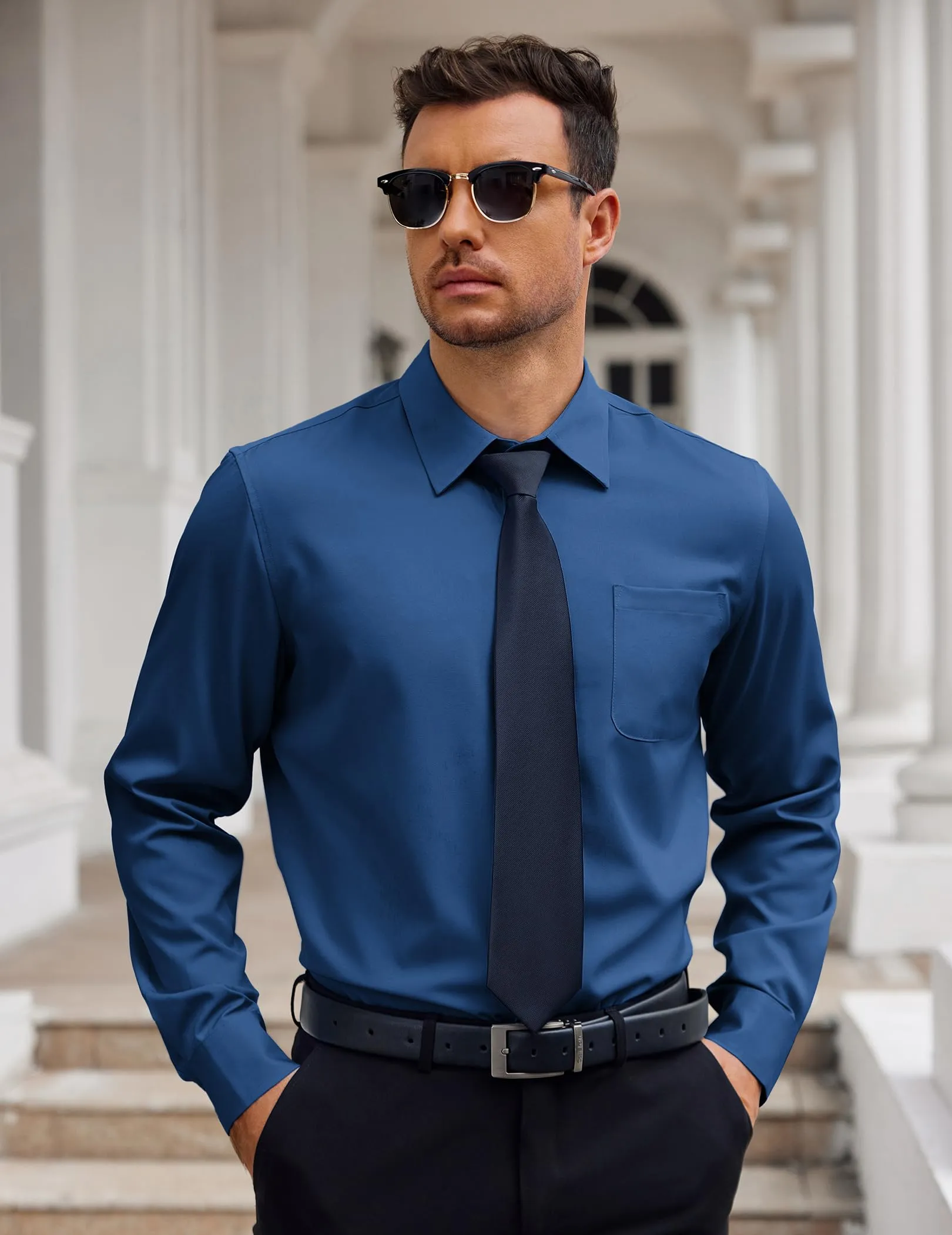 COOFANDY Mens Dress Shirt Long Sleeve Button Down Shirts Business Casual Wrinkle Free Shirts with Pocket
