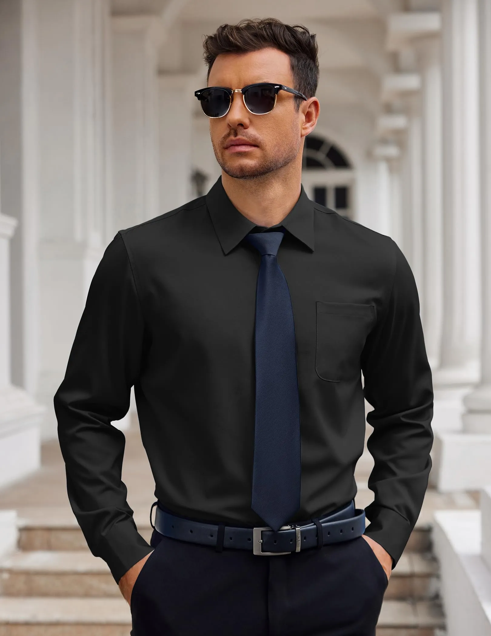 COOFANDY Mens Dress Shirt Long Sleeve Button Down Shirts Business Casual Wrinkle Free Shirts with Pocket
