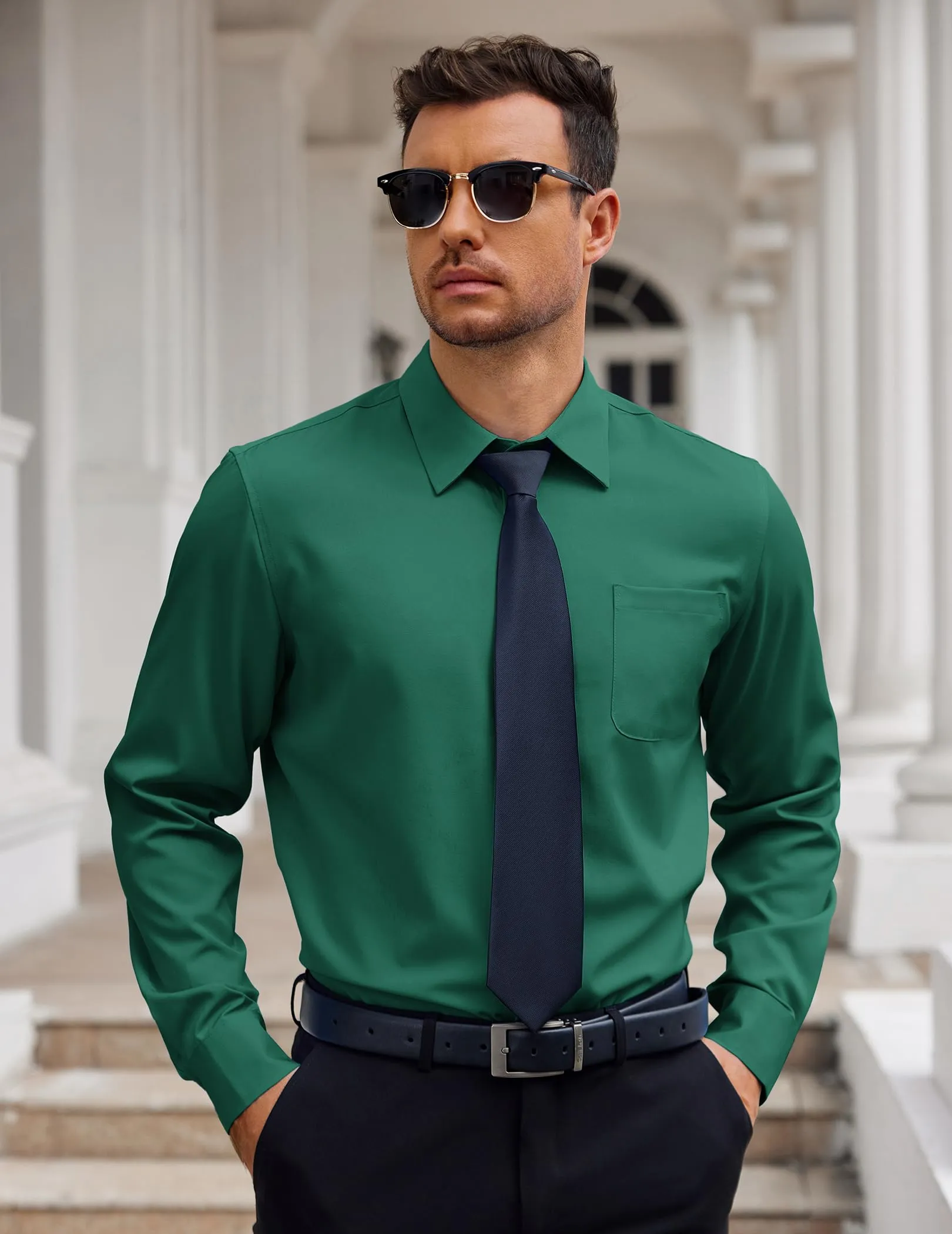 COOFANDY Mens Dress Shirt Long Sleeve Button Down Shirts Business Casual Wrinkle Free Shirts with Pocket