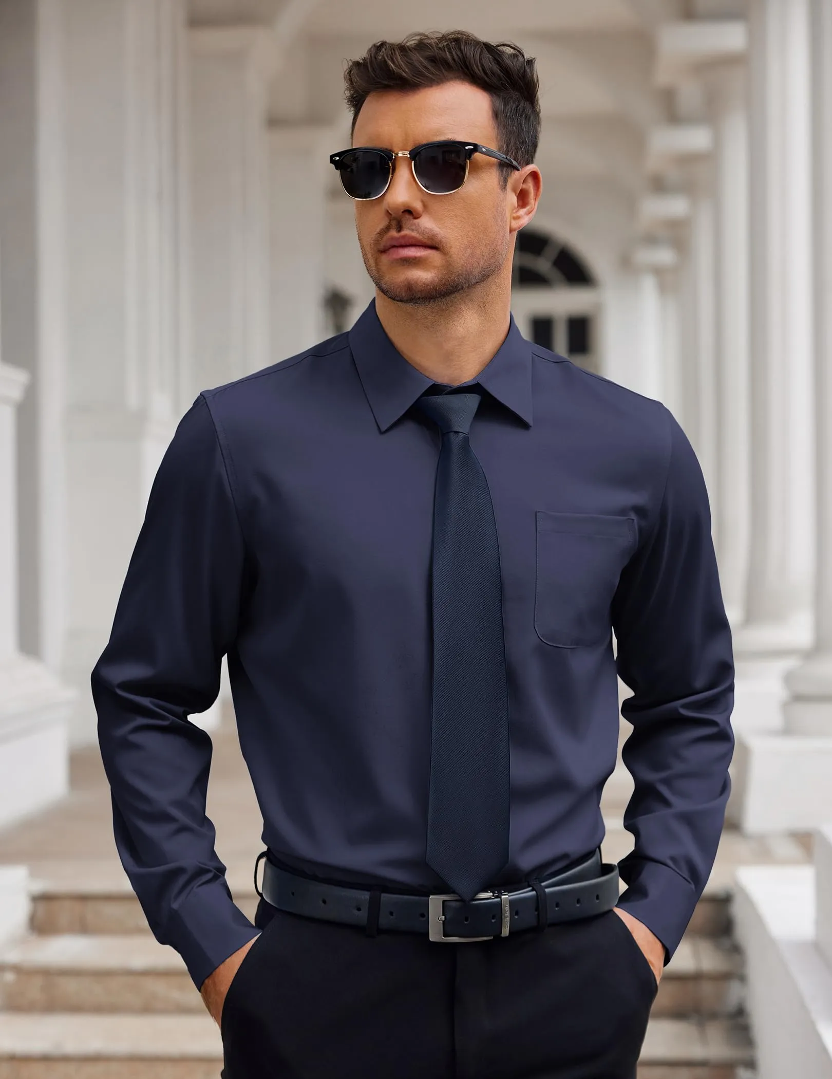 COOFANDY Mens Dress Shirt Long Sleeve Button Down Shirts Business Casual Wrinkle Free Shirts with Pocket
