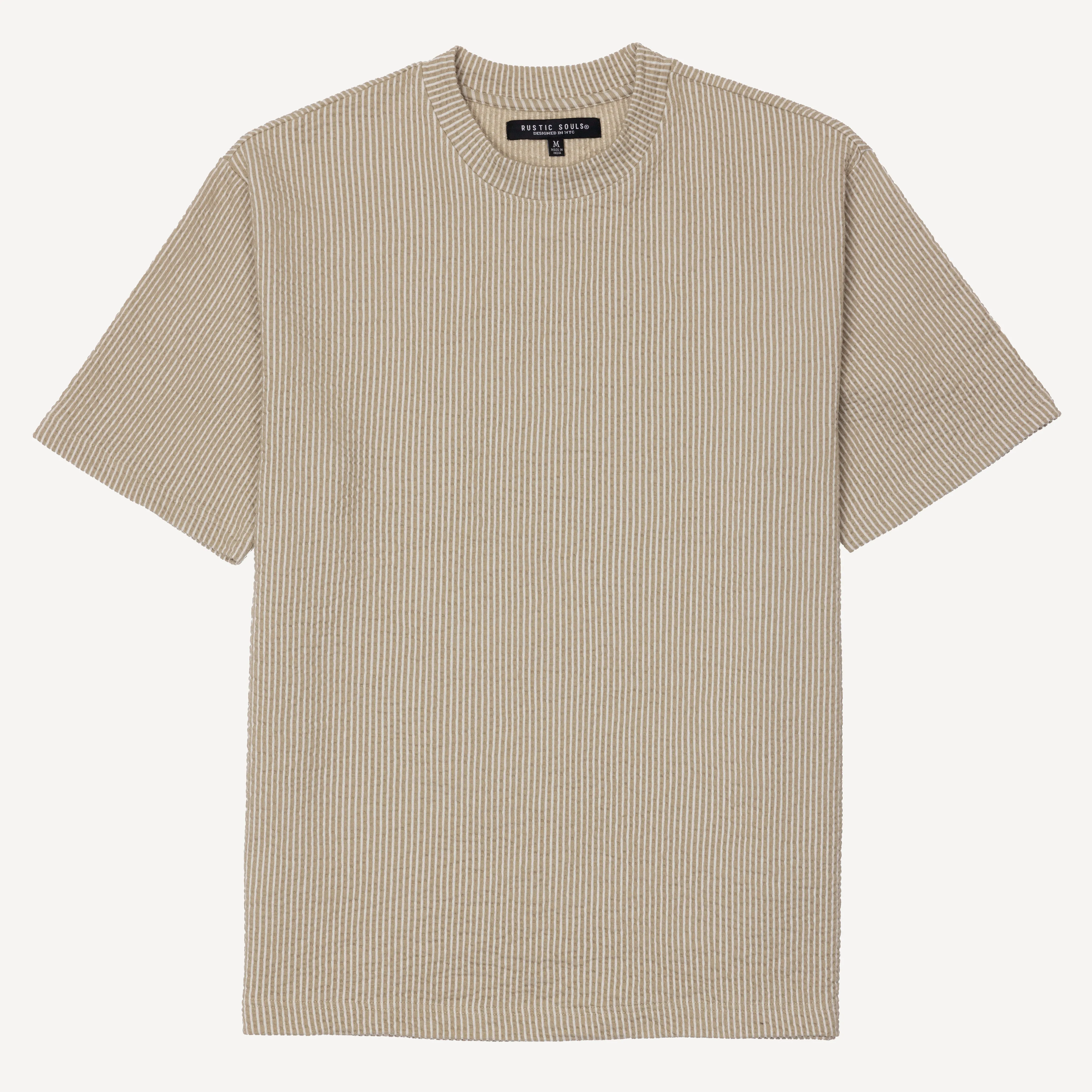Cool Knit Seersucker Relaxed Tee - Plaza Taupe / White Stripe