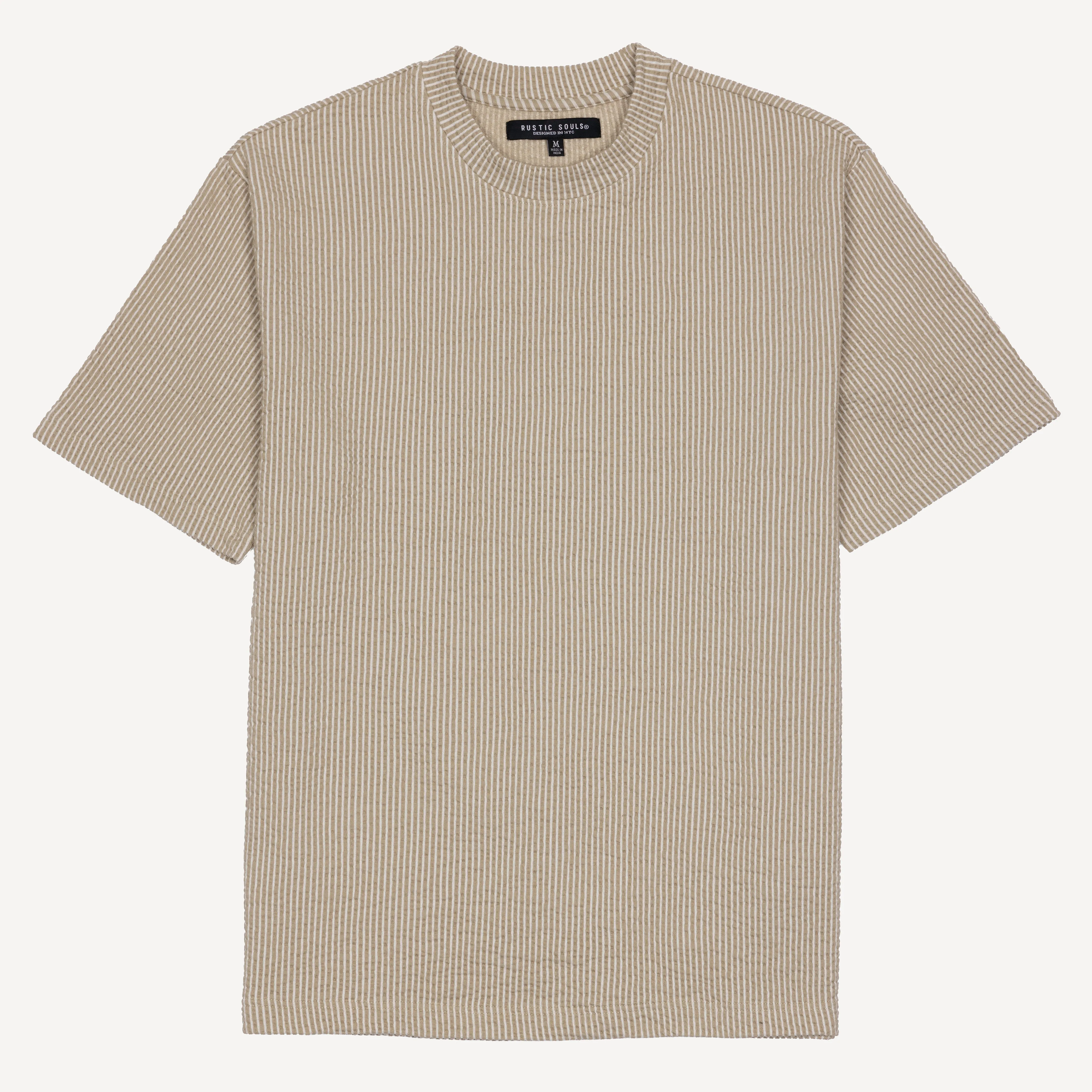 Cool Knit Seersucker Relaxed Tee - Plaza Taupe / White Stripe