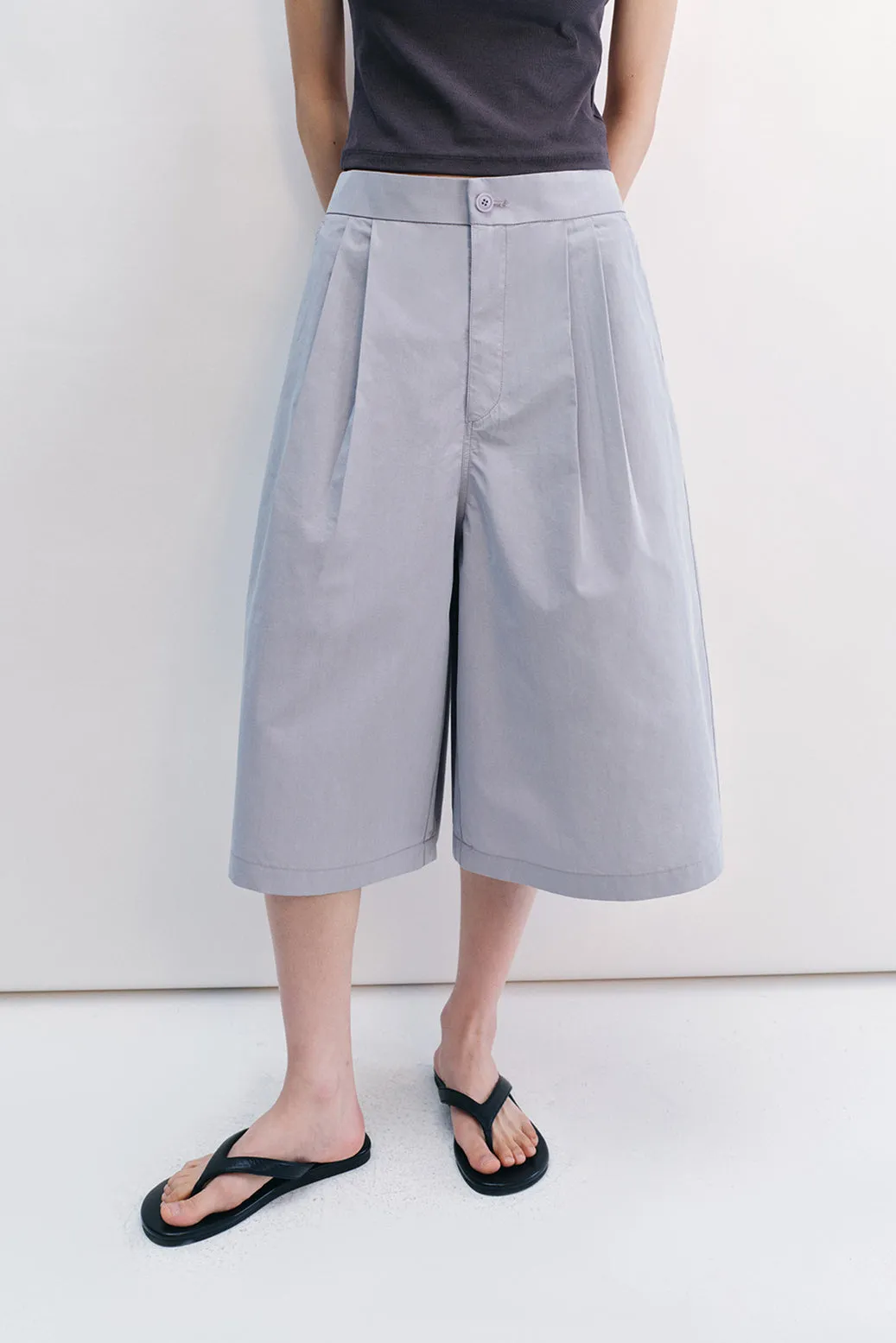 Cotton blend relaxed fit 7/8 pants | 4 color