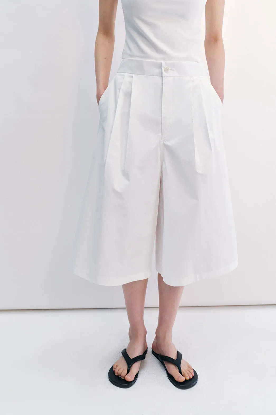 Cotton blend relaxed fit 7/8 pants | 4 color