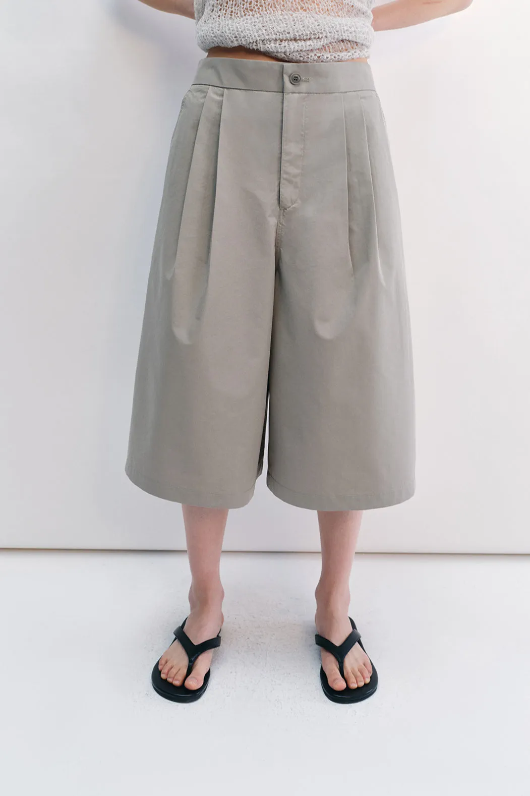 Cotton blend relaxed fit 7/8 pants | 4 color