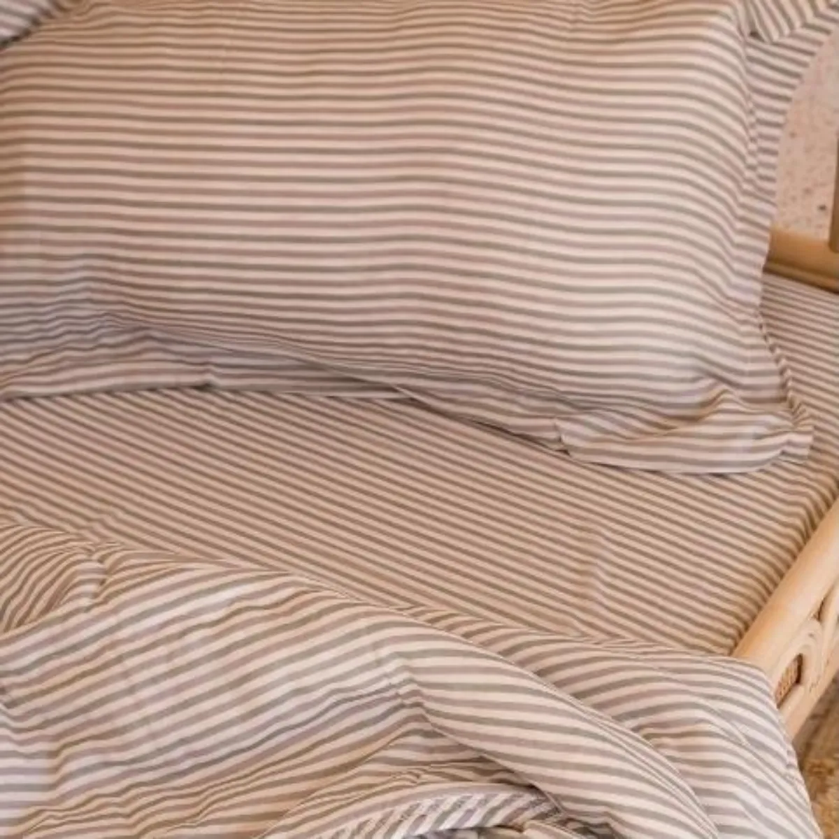 Cotton Comforter Comforter Quilt and Shams - Sage and Grey Stripe