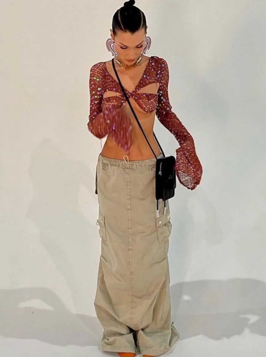 Crepe Cargo Maxi Skirt