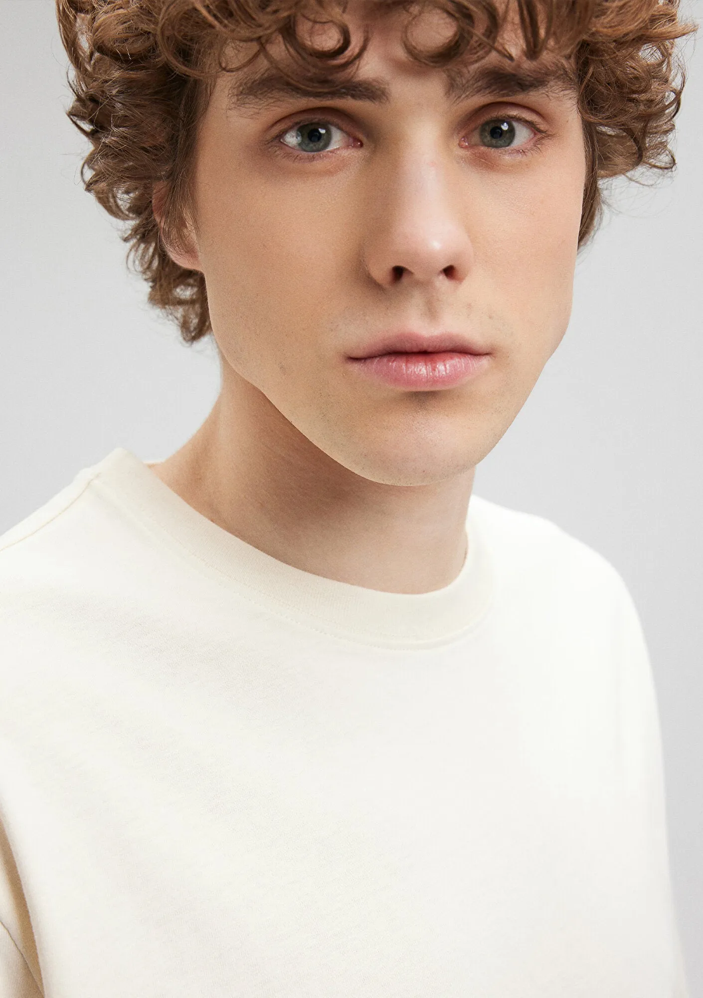 Crew Neck Beige Basic T-Shirt