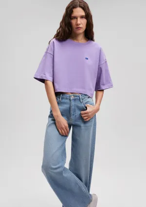 Crew Neck Lilac Basic Crop T-Shirt