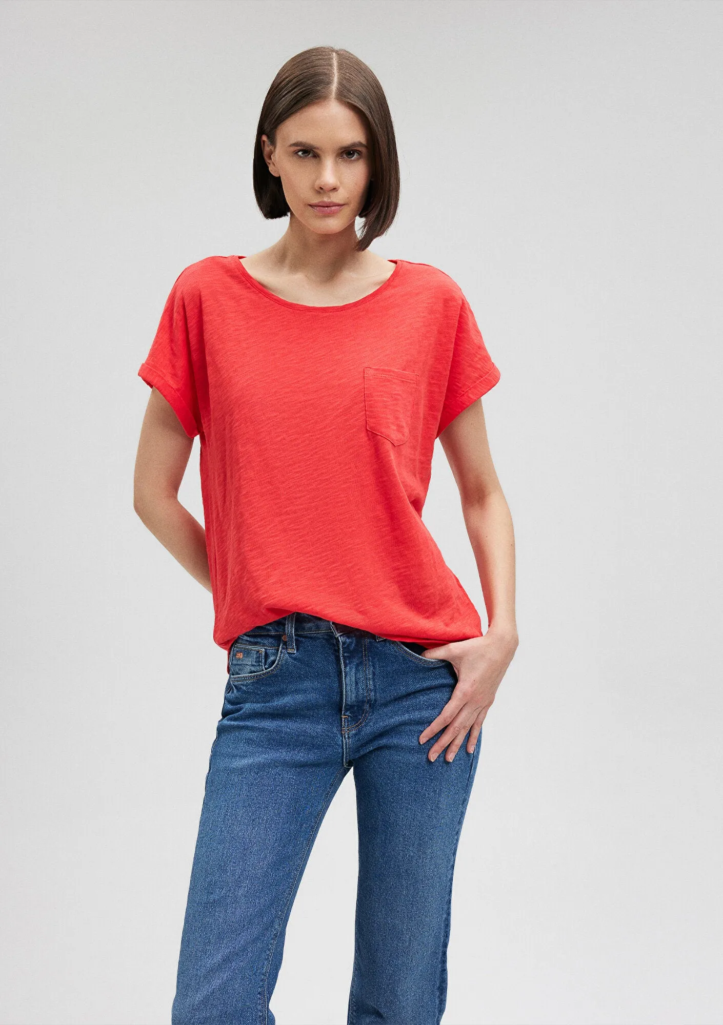 Crew Neck Pink Basic T-Shirt