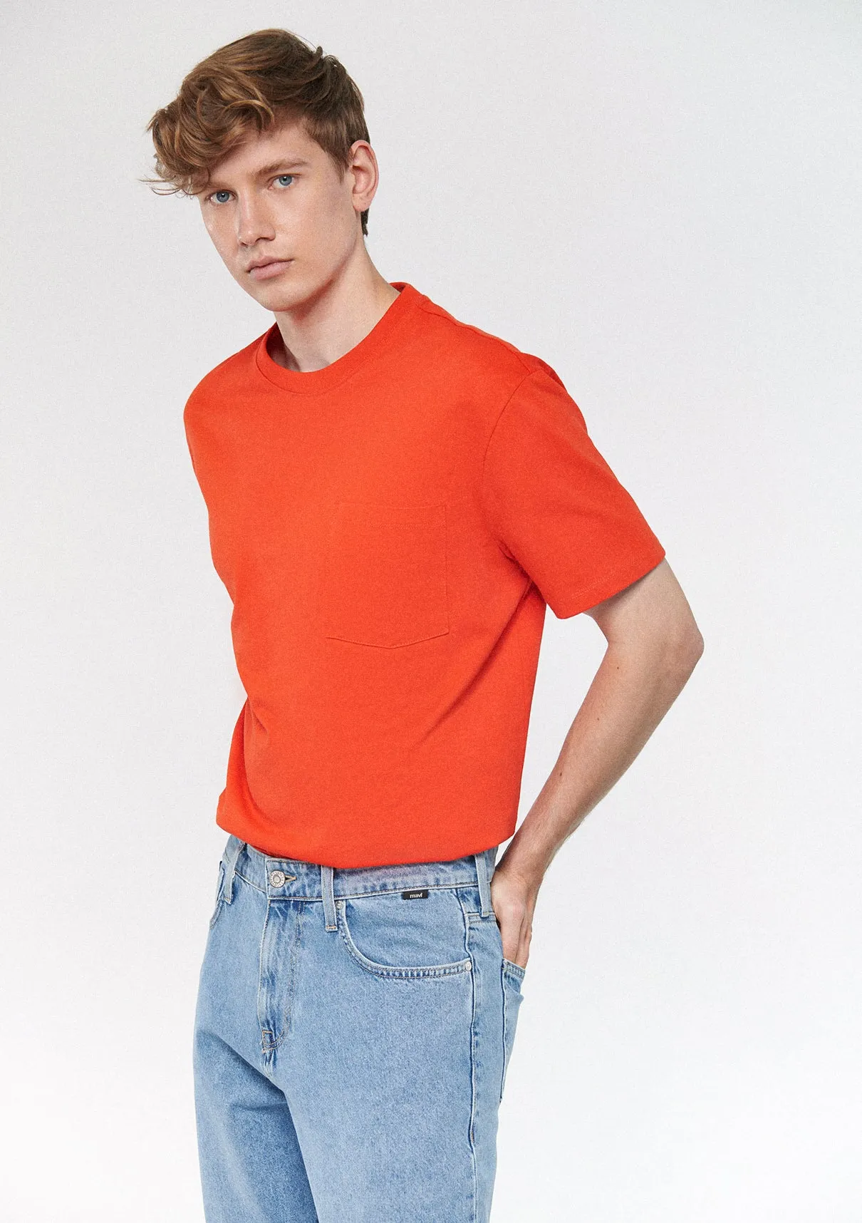 Crew Neck Red Basic T-Shirt