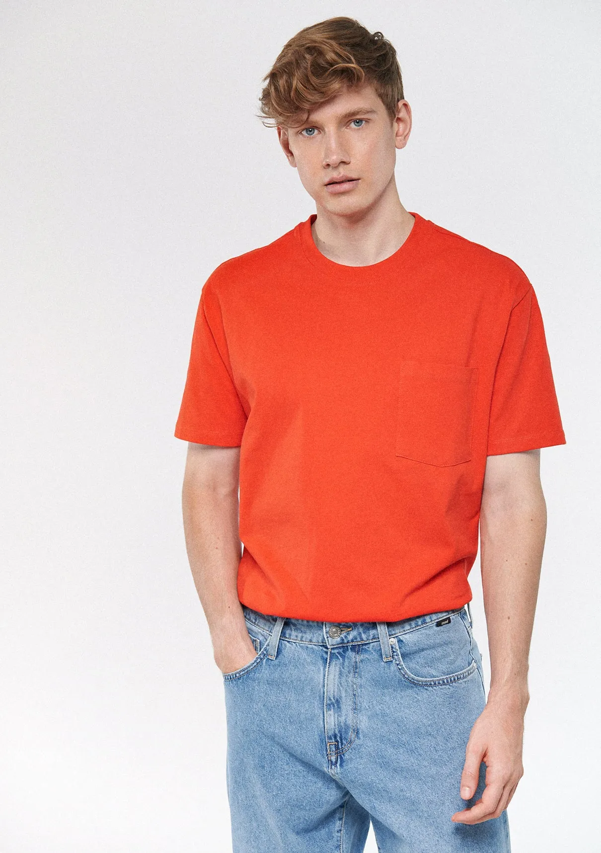 Crew Neck Red Basic T-Shirt