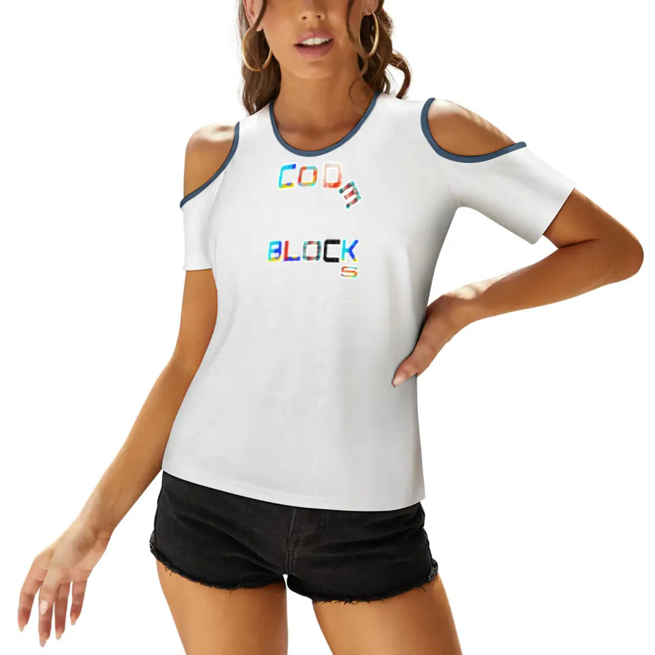 Crewneck casual solid color short sleeve-Single graph