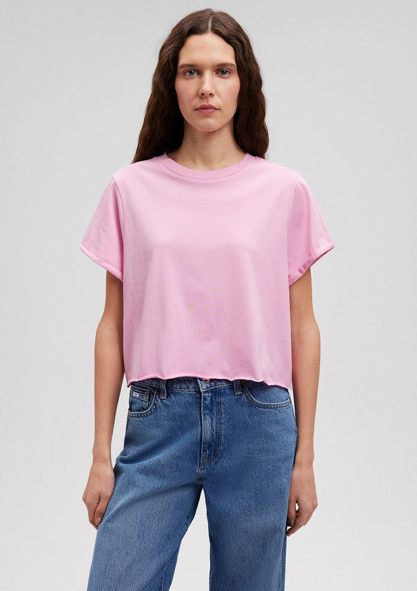 Crop Pink Basic T-Shirt