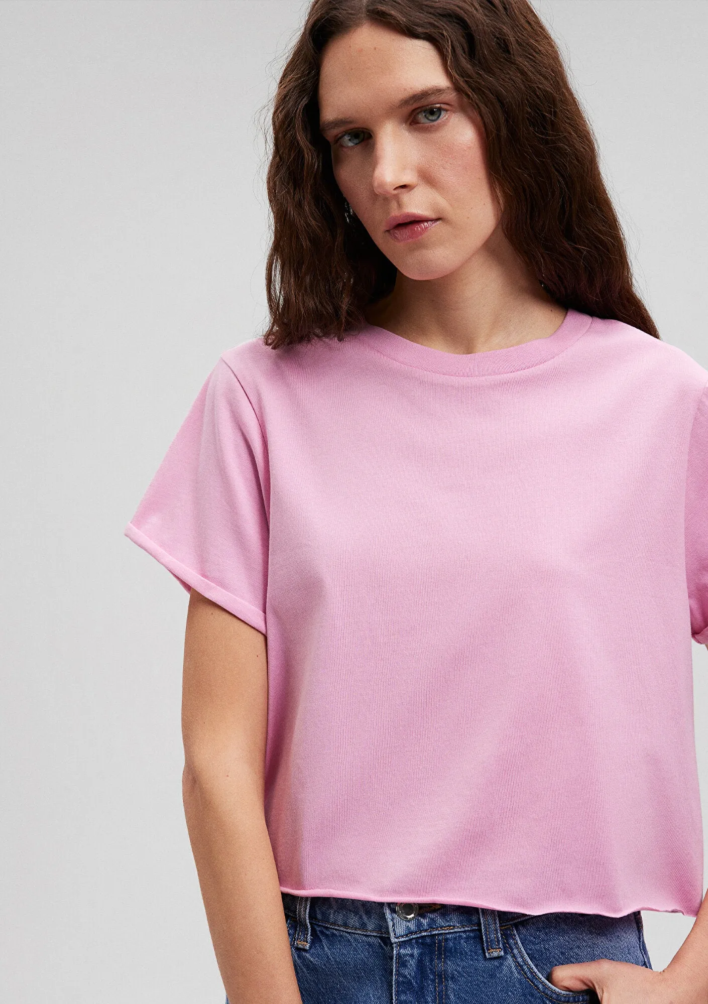 Crop Pink Basic T-Shirt