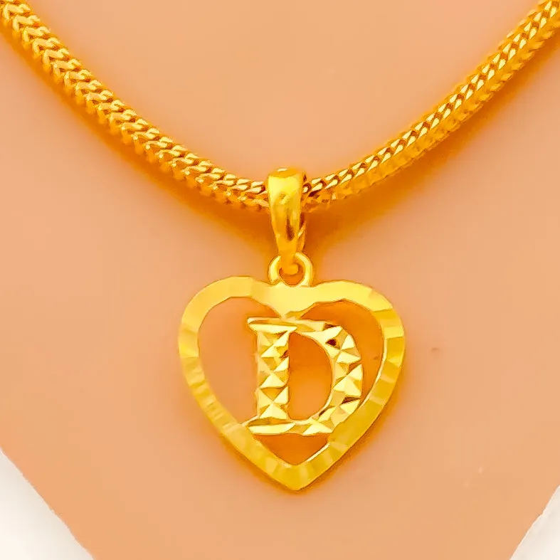 D 22k Gold Letter Pendant