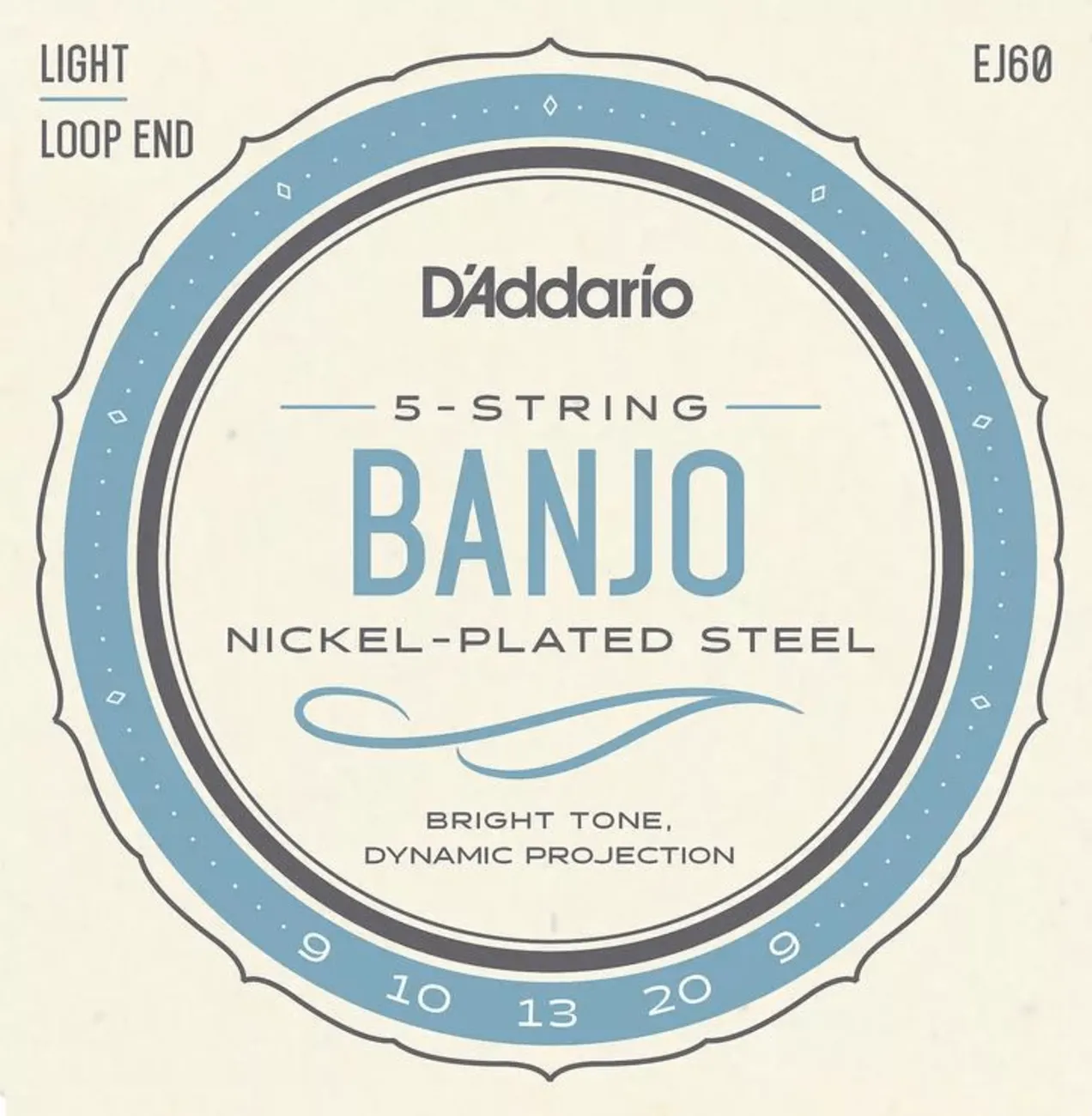 D'Addario EJ60 Nickel Wound Banjo Strings - .009-.020 Light 5-String Banjo