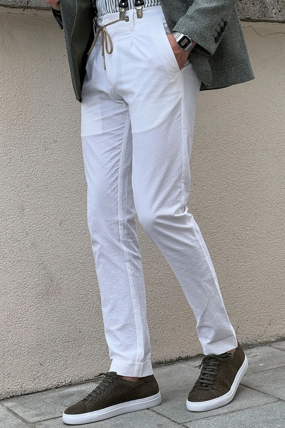 Daniel White Cotton Slim Fit Pants